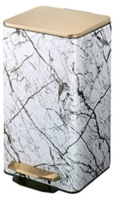 Cubo de Basura Papeleras De Reciclaje De Basura De Acero Inoxidable + Cubo De Basura De PU Con Cubos Interiores De Plástico Con Tapa De Cierre Suave, Pedal para Cocina y Hogar ( Color : A , Size : 30L