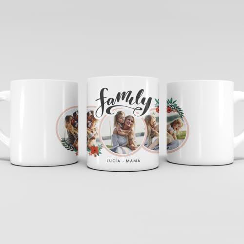 Transparent Gift Taza Personalizada con Fotos y Nombres Family. Tazas Personalizadas de Cerámica. Regalos Originales para Hombre y Mujer. Regalos Personalizados con Foto. Regalos para Parejas, Familia