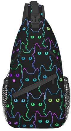 XVBCDFG Bunte Neon-Umhängetasche für Damen und Herren, Crossbody-Rucksack, Radfahren, Wandern, Tagesrucksack, Brusttasche mit verstellbarem Riemen, siehe abbildung, Einheitsgröße