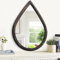 FEUFOAM Teardrop Spiegel für Wand Holzrahmen Wand hängenden Spiegel dekorative Land große ovale Spiegel für Wohnzimmer Schlafzimmer Flur Dekor 65 x 45 cm