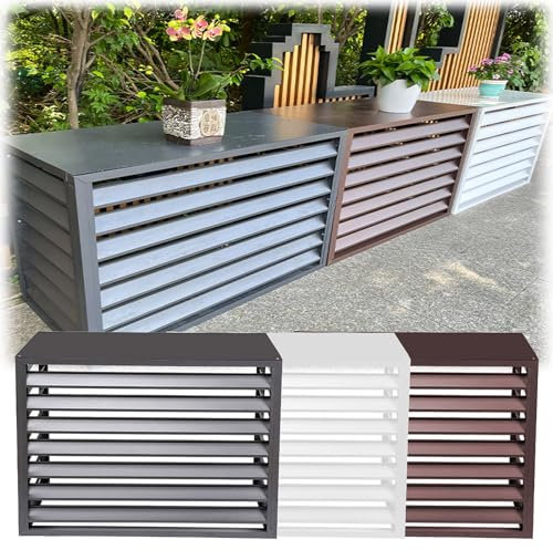 Rovss Pantalla de Valla, Cubierta de Aire Acondicionado Impermeable, Estante Soporte de Flores Aluminio para Exteriores Jardín Balcón, Anticorrosión, Fácil De Instalar(Blanca,100 * 50 * 70cm)