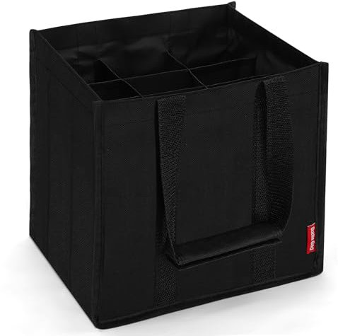 Eurhomewit Sac à Bouteilles 9 Compartiments, Sac de Transport Sacs de Courses et Cabas pour 6 Bouteilles de 1,5 Litre, Sac de Rangement Réutilisable Porte Bouteille avec Poignée