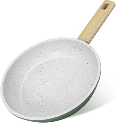 Ichigo Ichie Sartén Antiadherente con Superficie de Piedra, Sartén con Revestimiento de Mármol, Duradera y Segura, Apta para Todo Tipo de Cocinas, Incluida Inducción y Puede Lavavajillas (Ø 22 cm)