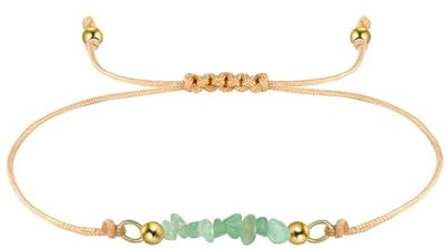 HeyMeili Natürliche Hochwertiges Aventurin Armband Kristalle Steine Armband Gummiband Damen Schmuck Geschenk für Tochter Freundin Schwester