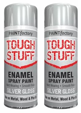 PNJB Enamel Silver Gloss Spray Paint, Aerosol Spray Paint, Interior & Exterior, Scratch Resistance, Versatile Design, Excellent Coverage For Metal, Plastic and wood, 400ml, (2pcs)