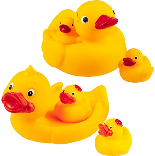 Badeenten - Baby & Wasserspielzeug Verschiedene Artikel frei wählbar 6 TLG. Set - Quietschtier Gummienten/Badenten - 15 cm - große Enten mit kleinen B..