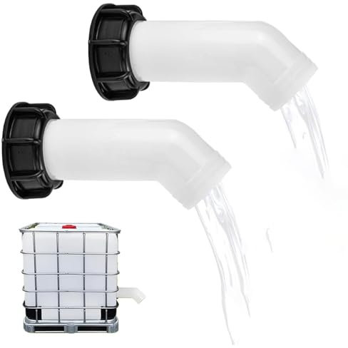Tkxjry 2 Pezzi Ugello di Scarico IBC, IBC Ugello Serbatoio Acqua Raccordo, Valvola Estensione IBC, Serbatoio di Estensione Ugello, Filettatura Ugello di Uscita IBC, per serbatoi d'acqua IBC(Bianco)