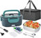 JUPPLIES Fiambrera Electrica Comida Trabajo 60W Taper Electrico para Comida 1,5L Fiambrera Termica 3 en 1 12V/24V/110V/220V Tupper Calentador Electrico Coche y Camión, Acero Inox