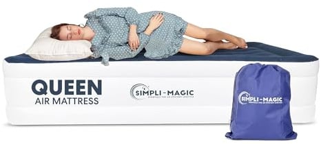 Simpli-Magic Premium Collection Luxus-Luftmatratze, integrierte Pumpe mit hoher Kapazität für Zuhause und Camping, doppelte Höhe, verstellbar, aufblasbar, tragbar, Queen-Size-Größe