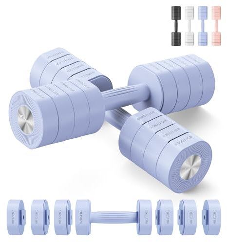 MERACH Adjustable Dumbbell Set of 2, 4 in 1 Hand Weights for Men/Women at Home, Free Weights 1-4 kg Adjustable Gym Dumbbells, Weight Set for Strength Training-blue