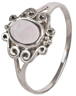 mantraroma Ring Silber Damen Rosenquarz Edelstein rosa dezent verspielt