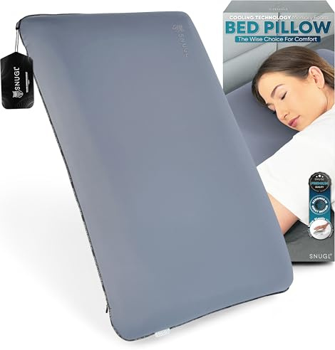 SNUGL Kühlendes Memory Foam Kissen – Orthopädisches Seitenschläferkissen für Nacken-, Rücken- & Schulterstütze, Ergonomisch & Hypoallergen (Klein Grau)