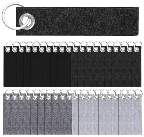 Nuenen 40 Stück Filz Schlüsselanhänger Schlüsselring mit Filzanhänger 13 x 3 cm Filz Schlüsselbänder für Basteln DIY Auto Schlüssel Geschenk Schule Wohnung Büro(Verschieden)