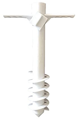 Psdndeww Parasol de plage sable avec vis à 5 niveaux - Support portable pour parasol de jardin et d'extérieur - Sable
