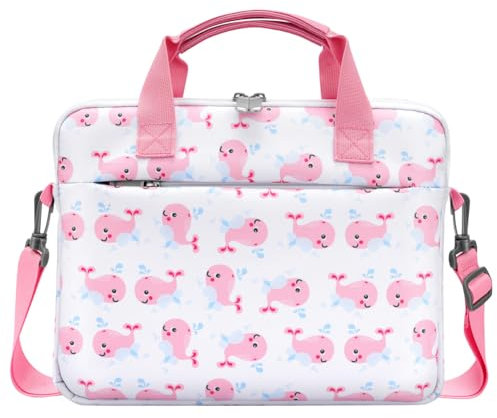 Dadanism Tablet Tasche für Kinder, 10-12,5 Zoll Tablet Tragetasche mit Griff und Schulterriemen für Fire HD 10 Kids/Fire HD 10 Kids Pro 13./11. Gen 2023/2021, Fire Max 11 2023, Rosa Whale