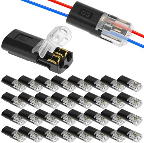 QWORK® 30 Pièces Connecteurs de Fil Basse Tension 2 Broches, pour Rallonge de Bande LED 18-22 AWG, Connecteur Électrique Rapide Sans Soudure