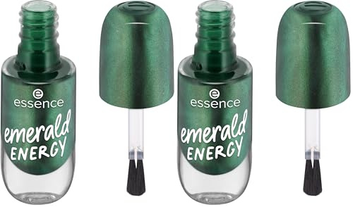 essence gel nail colour, Nagellack, Nr. 73, Grün, langanhaltend, Expressergebnis, schnelltrocknend, glänzend, farbintensiv, vegan, ohne Mikroplastikpartikel, ohne Parfüm, ohne Parabene, 2er Pack (8ml)