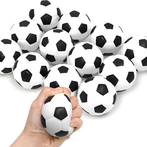 Mini-Fußbälle Set, 12 Stück, 5 cm, Schwarz-Weiß, Soft-Spielbälle für Innenbereich,Antistressball,Fußball Stressbälle für Kinder und Erwachsene