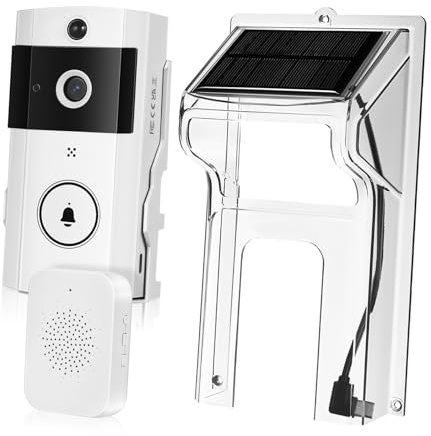 SEWOART Solar-Powered Video Doorbell Rain Cover Solar Charger for Home Security Easy Install