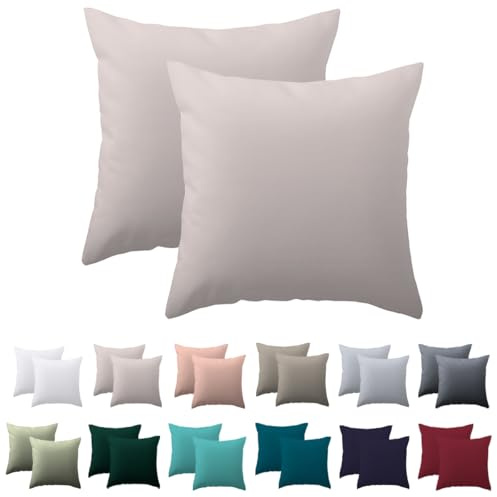 Nesture Kissenbezug 50x50 2er Set, Beige, 100% Mikrofaser | kissenhülle 50x50cm mit Reißverschluss, Kopfkissenbezug weich & bügelfrei, atmungsaktiv, Pflegeleicht bei 60°C waschbar