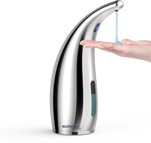 Summon The Elve Seifenspender Automatisch Kunststoff,300ml,4 Dosierstufen | Silber Berührungsloser Batteriebetriebener Elektrischer mit Sensor, No Touch Soap Dispenser für Bad,Küche,Flüssigse