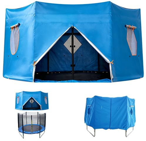 Wxeadu Trampoline Tent, Blue Round Trampoline Cover, Waterproof Trampoline Shade Cover, Foldable Trampoline Tent Cover for Sun Rain Protection
