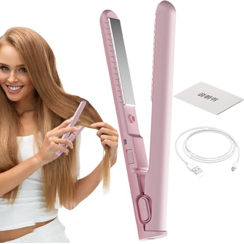 Jlobnyiun Reisebügeleisen, Lockenstab Reise | Lockenstab, Tragbarer Haarglätter | 2 in 1 Stick mit USB-Ladegerät und Werkzeug