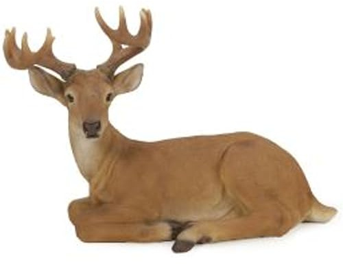 HotAnt Gartendeko - Hirsch – Tierfigur aus Polystone – Hand bemalt – Frosthart für den Außenbereich – Braun/Weiß