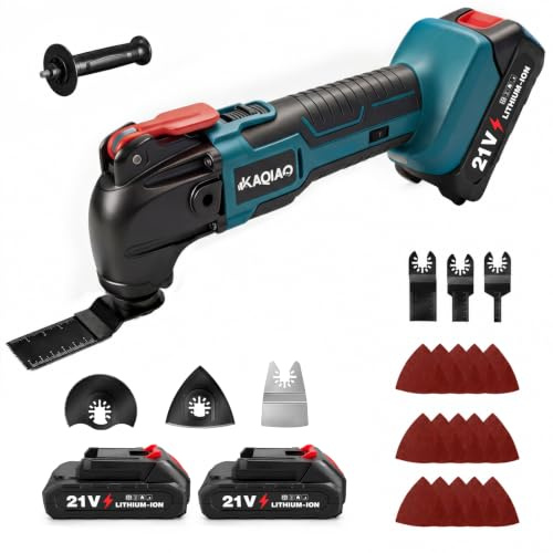 Oszillationswerkzeug Akku, Multifunktionswerkzeug Für Makita 18V Akku, 6 Einstellbare Geschwindigkeiten Multitool, Multimaster Zum Entfernen, Schaben, Schneiden (Haupteinheit + Zwei 2000-mAh-Akkus)