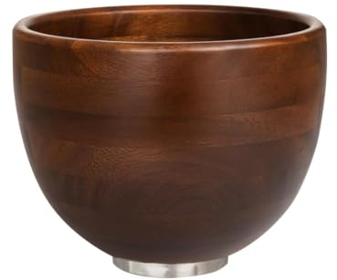 HongKKon Walnut Wood Mixing Bowl for 4.5 and 5QT Tilt-Head Kitchen Mixers | Head Stand Mixer Natural True Walnut Wooden Bowl for Kitchen Aid Mixers