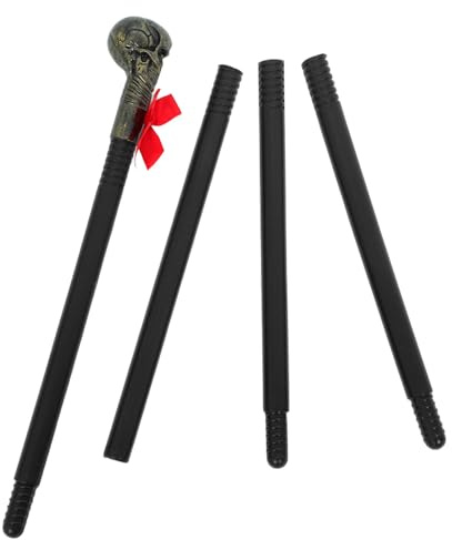 COMPUKAS Skull Plastic Lightweight with Scepter Halloween Bow Staff Wand and Prop Photo Props Spooky Wizard for Halloween Party Costume Parades