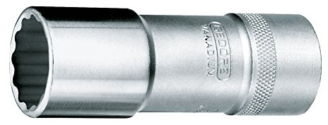 GEDORE Steckschlüsseleinsatz, lange Ausführung, Nuss, 1/2'' 12,5 mm Antrieb, UD-Profil, 34 mm Weite, Werkzeug, D 19 L 34, Stahl verchromt