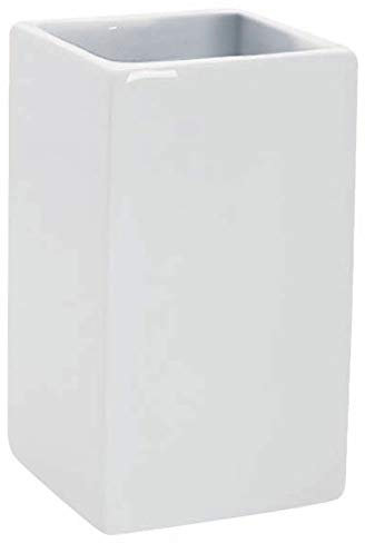 Spirella Zahnputzbecher Zahnbürstenhalter Keramik Quadro 6,5x10,5 cm Weiss, White