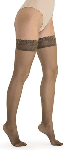 SOLIDEA Strümpfe 70 den Sheer BRIGITTE MICRO NETZ Micro 70 abgestufte Kompressionsstrümpfe 12/15 mmHg Art. 040570, Mokka, 42