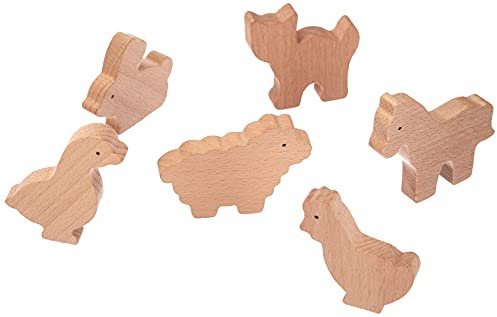 Goki 53871 Verschiedene Bauernhoftiere, Spielzeug aus Holz, 10 Stück, für Kinder ab 3 Jahren