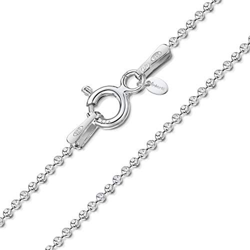 Amberta Designer Halskette - Feine Diamantierte Kugelkette für Kinder - Sterling Silber 925 - Weite: 1.2 mm, Länge: 36 cm