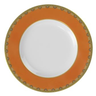 Villeroy & Boch Samarkand Mandarin Speiseteller, 28 cm, Runder Essteller mit orientalischem Dekor, Premium Bone Porcelain, Mehrfarbig/Orange