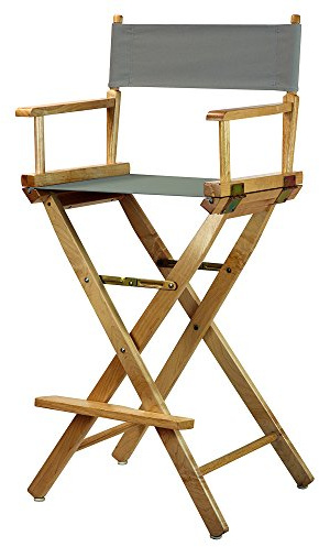 Casual Home 30 Director's Chair Natural Frame-with Grey Canvas, Bar Height