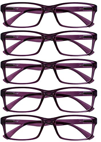 Die Lesebrille Unternehmen Lila Wert 5er-Pack Herren Frauen Designer Stil Leser RRRRR92-5 +2,00
