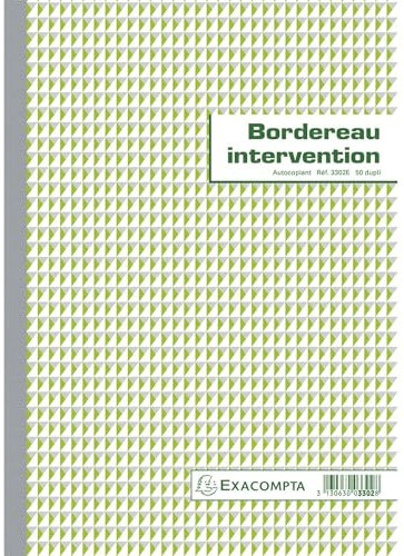 EXACOMPTA Lot de 5 Manifolds Rapports d'intervention 29,7x21cm - 50 feuillets autocopiants - Blanc