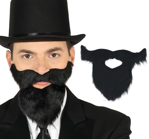 Guirca Barba mit Schnurrbart lang Aufkleber, Farbe Schwarz, 11962