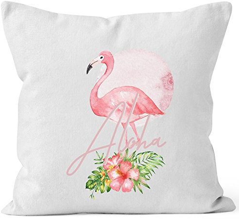 Autiga Kissenbezug Flamingo Aloha Tropical Summer Jungle Paradise Hummingbird Kissen-Hülle Deko-Kissen quadratisch Baumwolle weiß Unisize