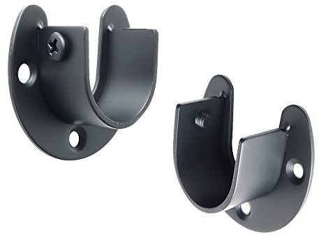 SAYAYO Kleiderstangen Halterung Stangenhalterung Edelstahl Verstellbar für Kleiderstangen mit 26mm Durchmesser Rundrohr Halterung Schwarz für Kleiderschrank, Balkon, Badezimmer, EFL8001UB-2P