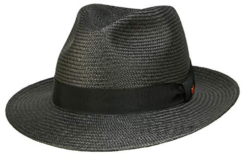 Mayser Torino schmaler Fedora Panamahut - Schwarz/Schwarz (8001/8001) - 56,5 cm (56)
