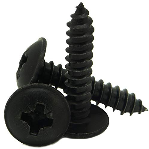 4.2mm x 19mm / No.8 x 3/4 Pozi Flanged Self Tappers Flange Tapping Screws Zinc Plated Black - 50 Pack