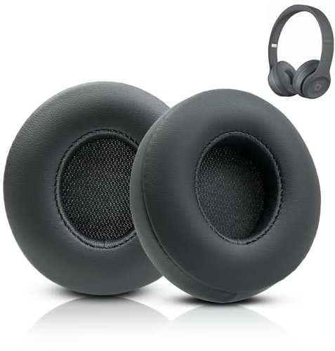 Solo 3 Ersatz-Ohrpolster, Protein-Leder, Memory-Schaum-Teile, kompatibel mit Dre Solo3 Wireless Solo2 Wireless (Modus A1796/B0534) On-Ear-Kopfhörer, Grau