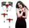 CHIFOOM 3PCS Collier de Femme et Bracelet,Choker Dentelle Noire Collier Rose Rouge Gothique Vintage Rétro Palais Style Noble en Dentelle avec Bijoux