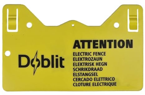 Doblit Panneau d'avertissement pour clôture électrique, haute visibilité, avertissement multilingue, compatible avec les exigences de l'UE, 160 x 260 mm, incassable et résistant aux UV (1)