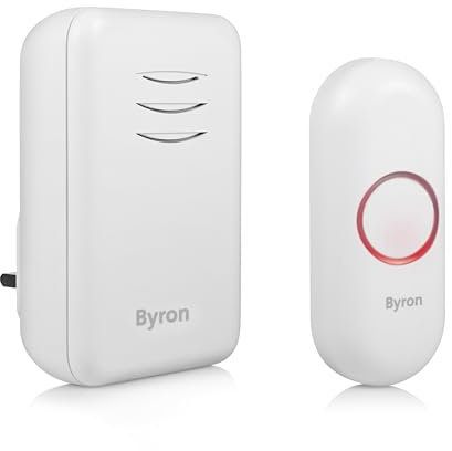 Byron Wireless Doorbell Set, Plug-In Chime, 150m Range, 16 Melodies, DBY-22312UK
