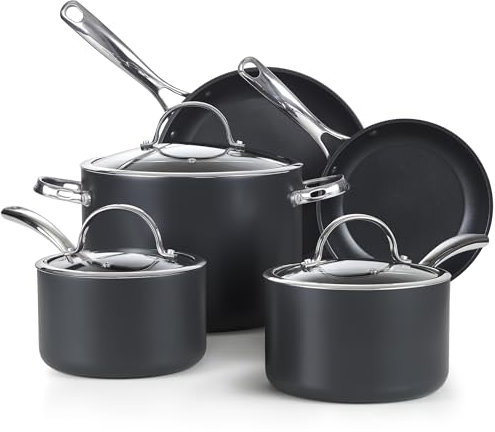 Cooks Standard 02709 - Set di pentole in alluminio anodizzato, antiaderente, colore: Nero